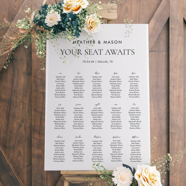 Your Seat Awaits 15 Tables Wedding Seating Chart Foam Board (Creator Uploaded)
