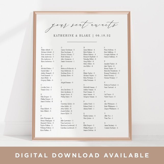 Your Seat Awaits | Alphabetical Seating Chart (Creator Uploaded)