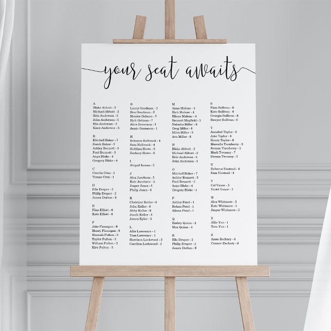 Your Seat Awaits | Alphabetical Wedding Seating Foam Board (Creator Uploaded)