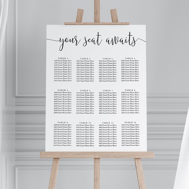 Your Seat Awaits | Script Wedding Seating Chart Foam Board (Creator Uploaded)