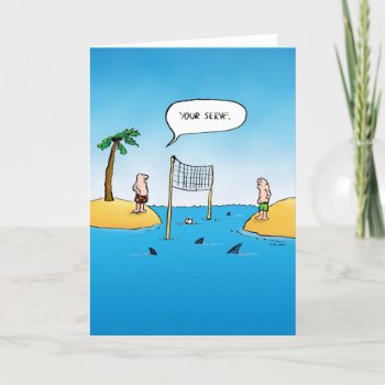 Your Serve Shark Volleyball Blank Inside Card by BastardCard at Zazzle