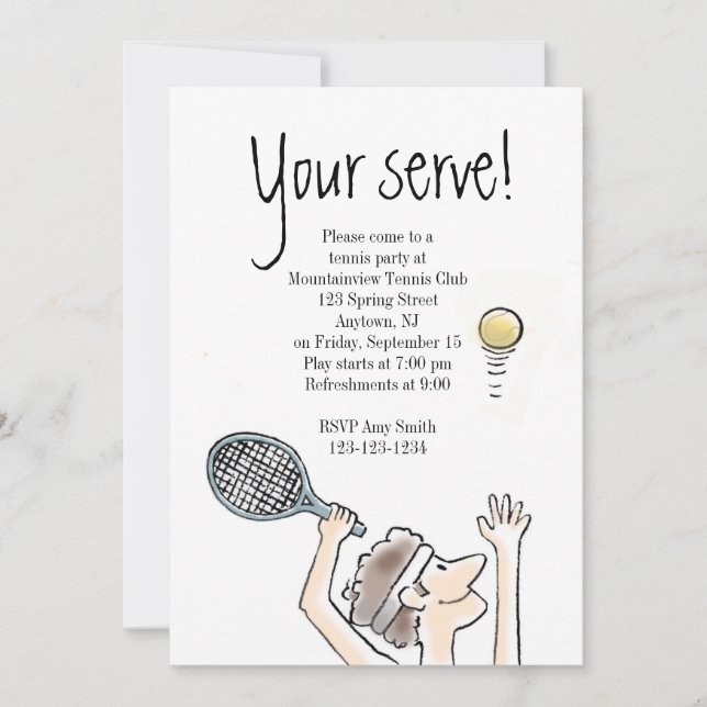 Your Serve Tennis invitation (Front)