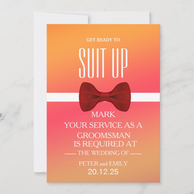 Your Service as a Groomsman Invitation (Front)