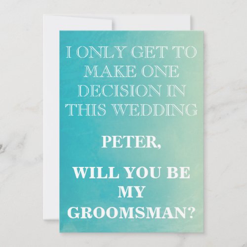 Your Service as a Groomsman Request Invitation