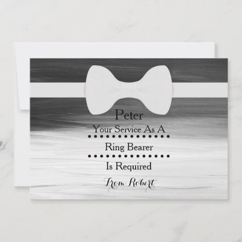Your service as a Ring Bearer Black Chalkboard Bow Invitation