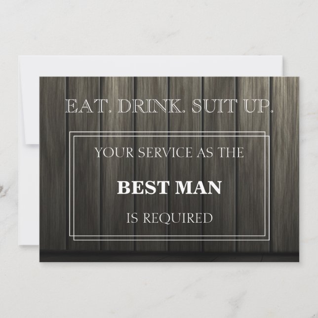 Your Service As The Best Man Is Required Wooden Invitation (Front)