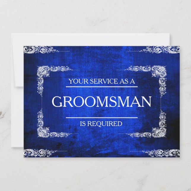Your Service Is Requested as Groomsman  Blue Jeans Invitation (Front)
