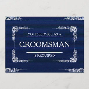 Your Service Is Requested as Groomsman  Blue Jeans Invitation