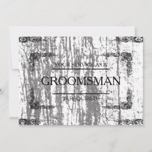 Your Service Is Requested as Groomsman Wooden Invitation