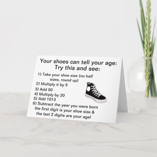 Your shoes can tell your age Birthday Card (Front)