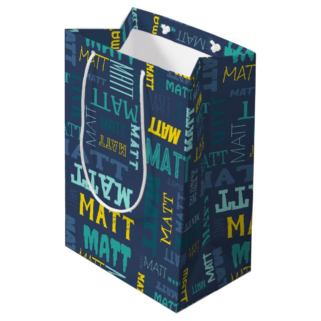 Your (Short) Name is All Over This Medium Gift Bag (Back Angled)