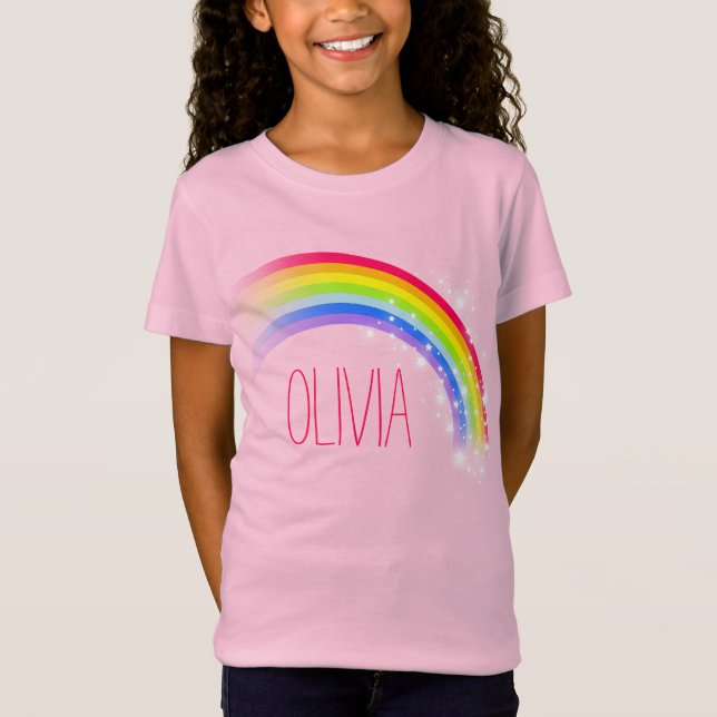 Your short name rainbow red girls top (Front)