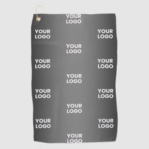 Your Simple Repeating Logo  Black  Grey Gradient Golf Towel
