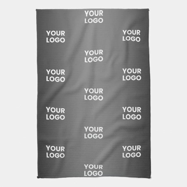 Your Simple Repeating Logo | Black & Grey Gradient Kitchen Towel (Vertical)