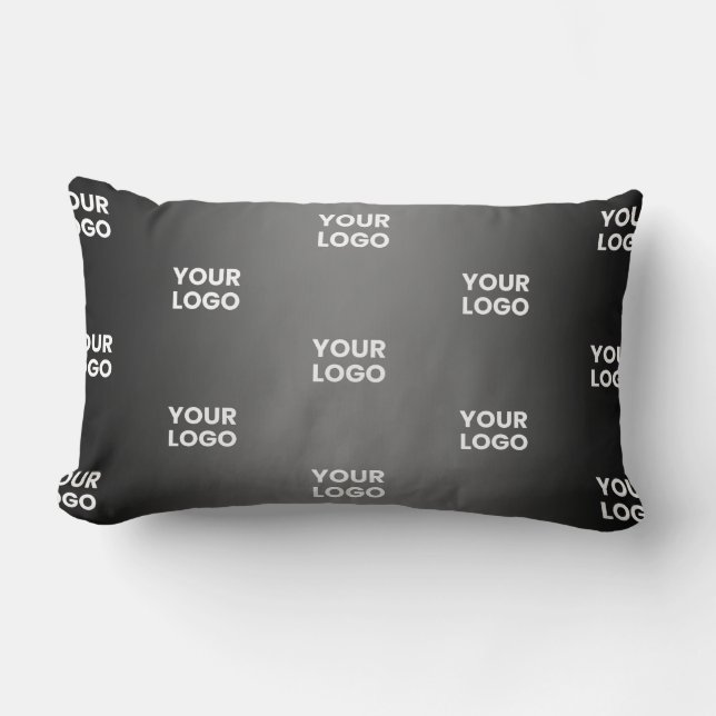 Your Simple Repeating Logo | Black & Grey Gradient Lumbar Pillow (Front)