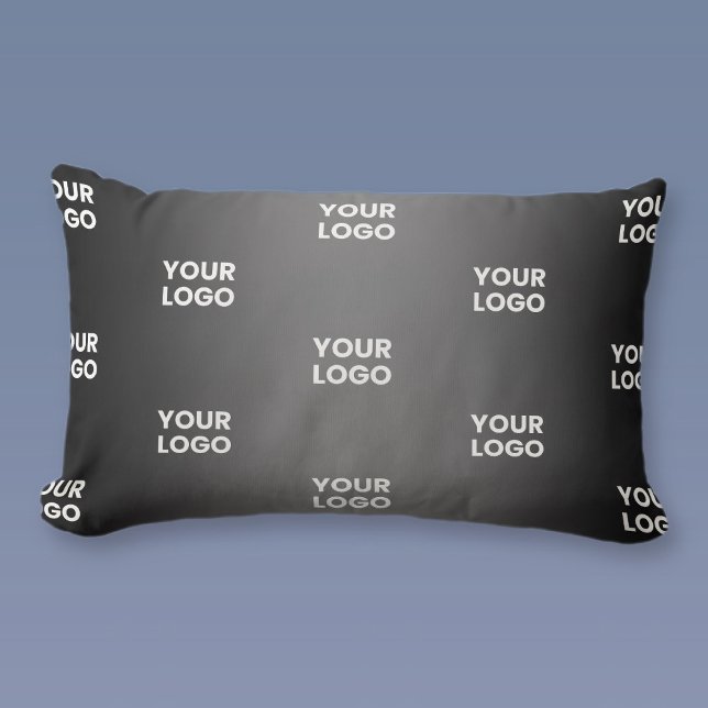 Your Simple Repeating Logo | Black & Grey Gradient Lumbar Pillow (Creator Uploaded)