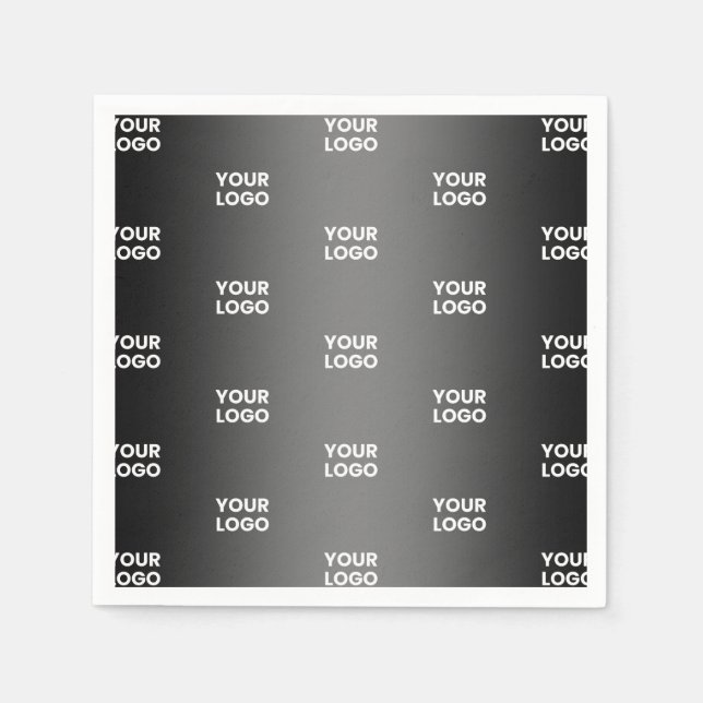 Your Simple Repeating Logo | Black & Grey Gradient Napkins (Front)