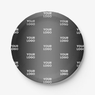 Your Simple Repeating Logo Black & Grey Gradient Paper Plates