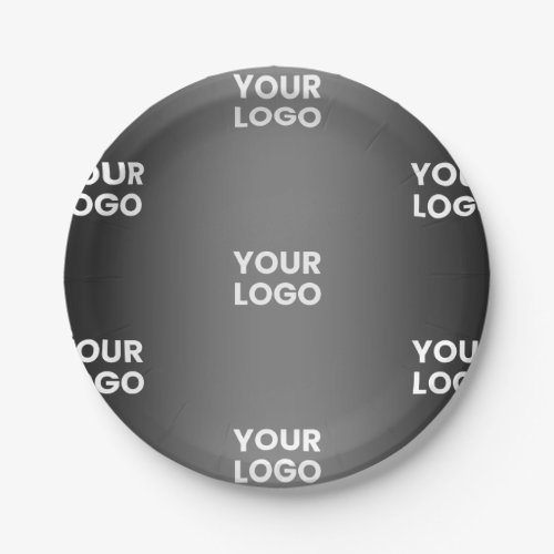 Your Simple Repeating Logo  Black  Grey Gradient Paper Plates