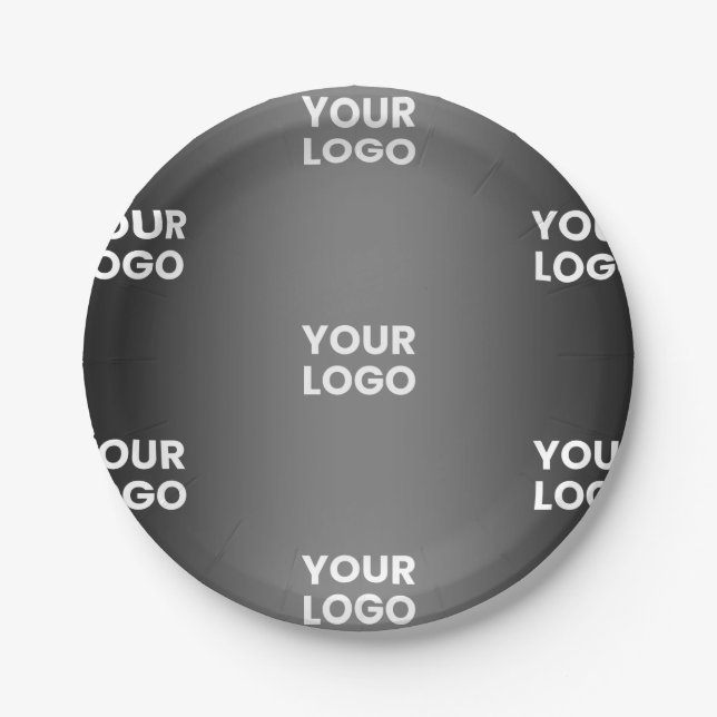 Your Simple Repeating Logo | Black & Grey Gradient Paper Plates (Front)