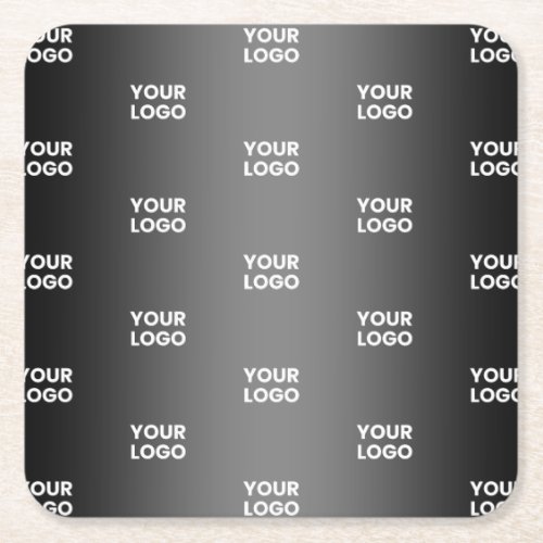 Your Simple Repeating Logo  Black  Grey Gradient Square Paper Coaster