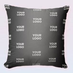 Your Simple Repeating Logo   Black & Grey Gradient Throw Pillow