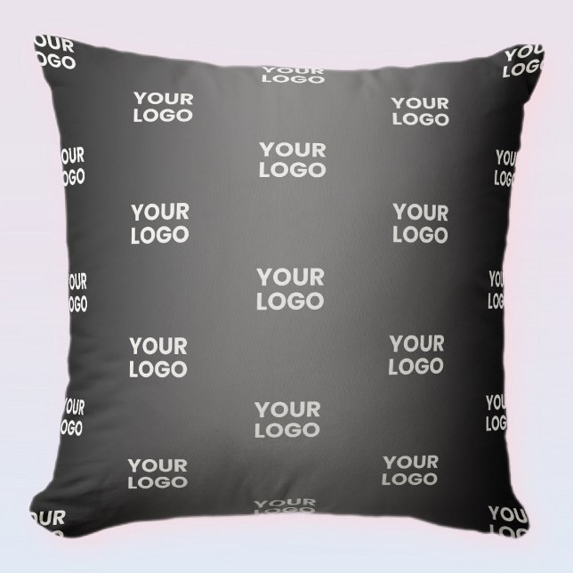 Your Simple Repeating Logo | Black & Grey Gradient Throw Pillow (Creator Uploaded)