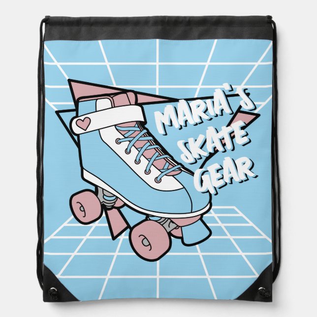 Your Skate Gear Cute Blue Cartoon Roller Skate Drawstring Bag (Front)
