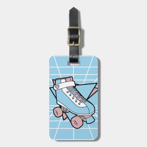Your Skate Gear Pastel Blue Cartoon Rollerskate Luggage Tag