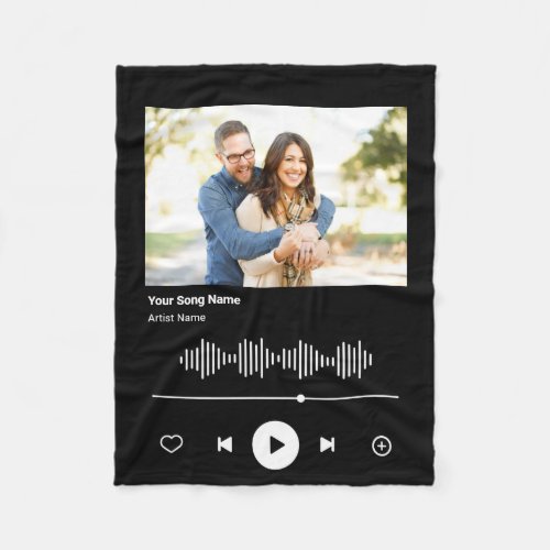 Your Song Code Custom Photo Couple Gift For Her Fleece Blanket