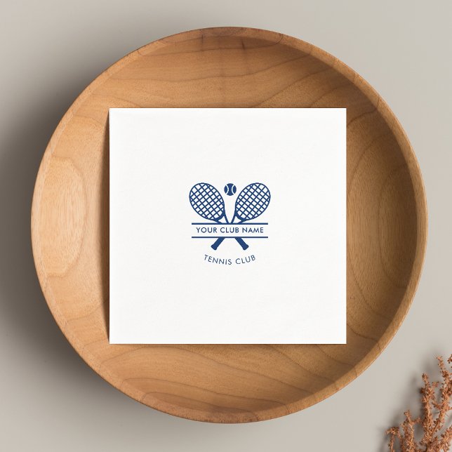 Your Sport Club Name Tennis Icons Blue Logo Paper Napkins (Your Sport Club Name Tennis Icons Blue Logo Paper Napkins)