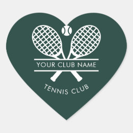 Your Sports Club Name Tennis Green Any Color Heart Sticker