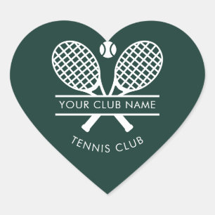 Your Sports Club Name Tennis Green Any Color Heart Sticker