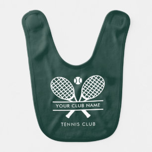 Your Sports Club Name Tennis Team White Logo Baby Bib