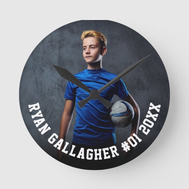 Your Sports Photo | Personalized Round Clock (Front)