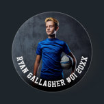 Your Sports Photo | Personalized Team Photo Button<br><div class="desc">Custom pin button featuring your sports photo with personalized name, player number, and team name, school, city, year, or message in bold collegiate typography. Suitable for any photo, color, all ages, any sport. Test it out to see how it looks! To make further edits, enter the design tool, if needed....</div>