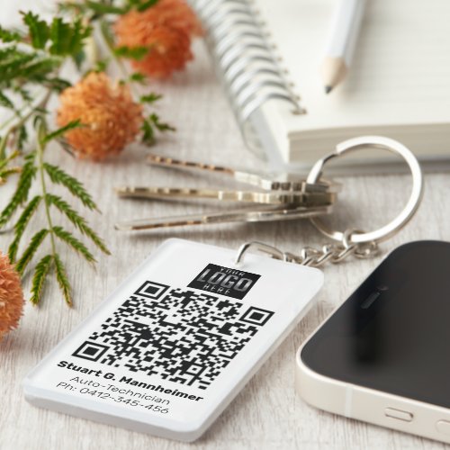 Your Square Logo Digital Vaccine QR Code Photo ID Keychain