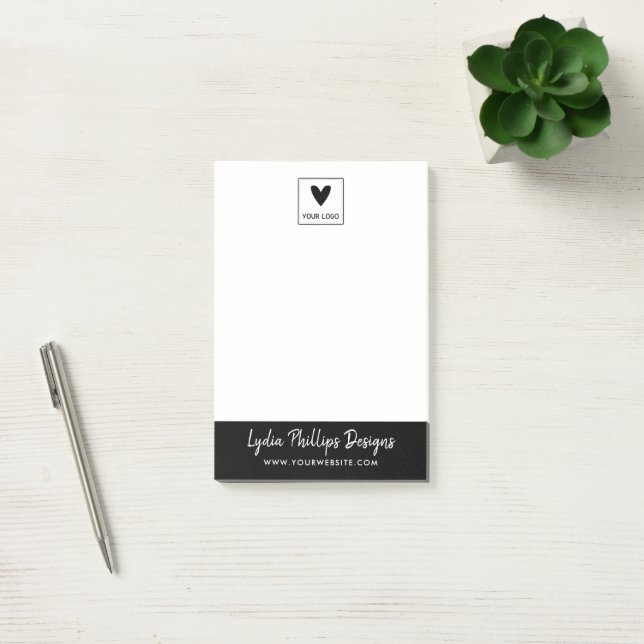 Your Square Logo Name Brush Script Small Business  Post-it Notes (Office)