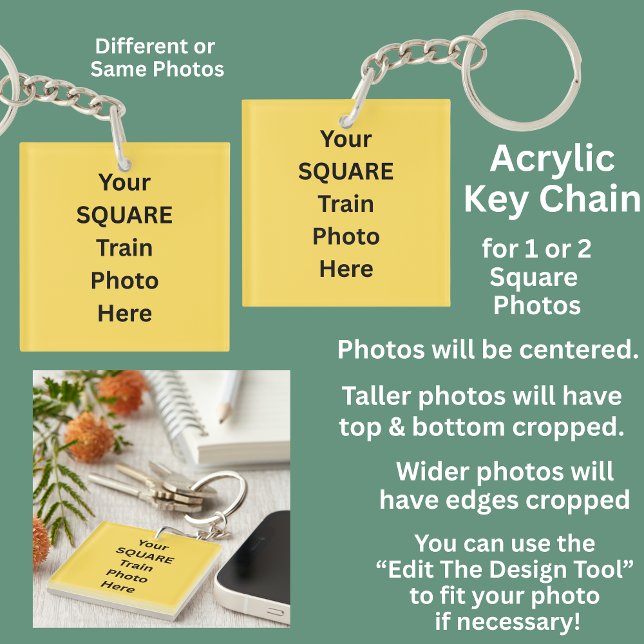 Your Square Train Photo  Keychain (Creator Uploaded)