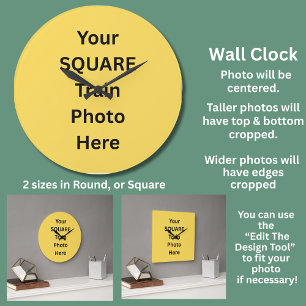 Your Square Train Photo  Large Clock