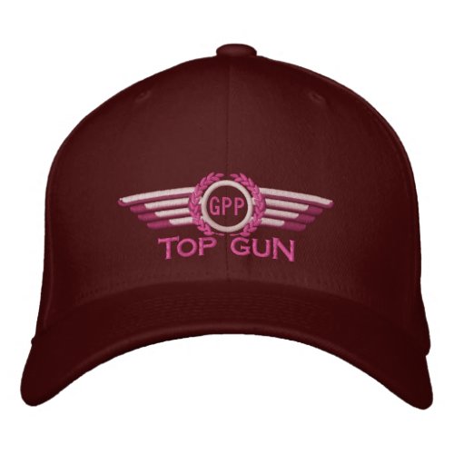 Your Star Monogram Aviation Laurels Pilot Wings Embroidered Baseball Hat