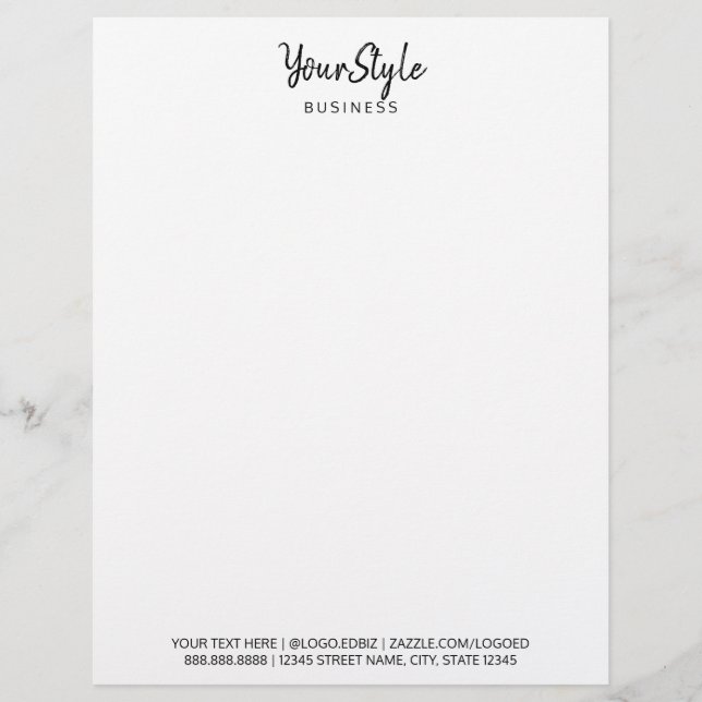 Your Style Business (Text Type) Letterhead (Front)