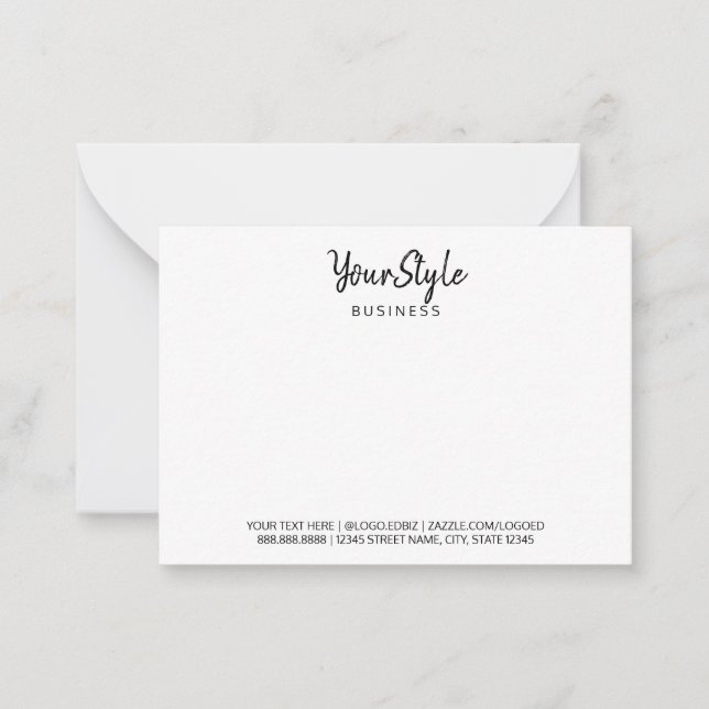 Your Style Business (Text Type) Note Card (Front)