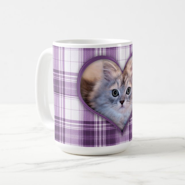 Your Sweet Pet Forever on Purple Plaid Coffee Mug (Front Left)