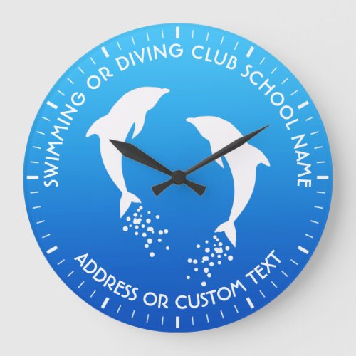 Your Swimming Or Diving Club School Name Large Clock