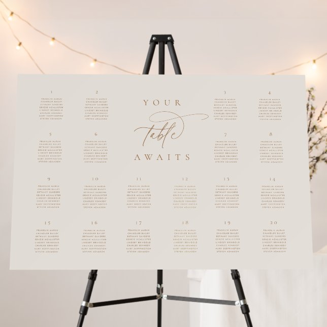 Your Table Awaits Wedding 20 Seating Chart Sign (In Situ (Stand))