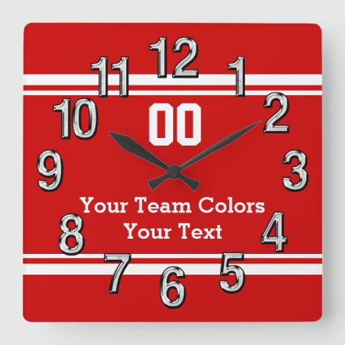 Your Team Colors and Text Sports Wall Clocks