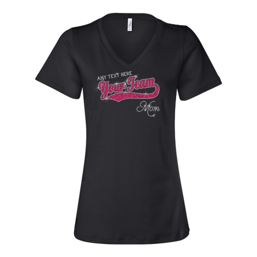 Your Team Name Custom Women's Rhinestone V-neck T (Front)