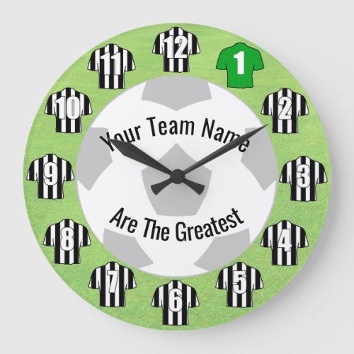 Your Team Name Football Clock Black  White Shirts