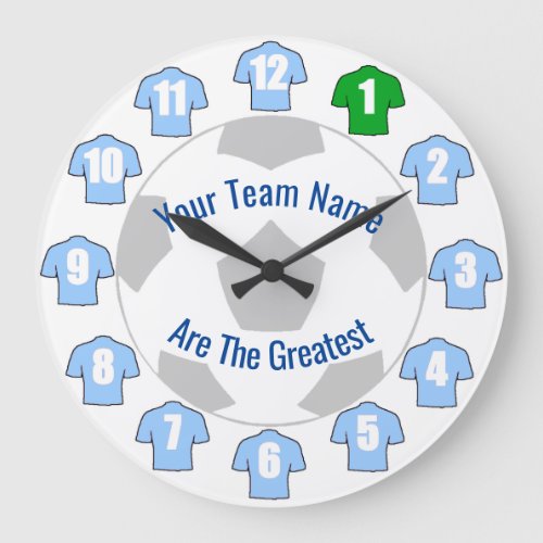 Your Team Name Football Clock _ Light Blue Shirts